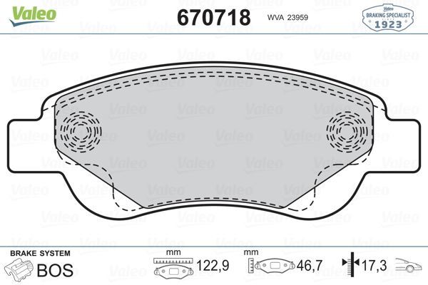 VALEO 670718 ÖN BALATA P107 06/05=- P108 14=-C1 1.0 1.4HDİ 6.05=-