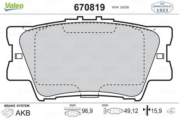VALEO 670819 ARKA BALATA TOYOTA RAV 4 2.0 2.0VVTİ 2.0D-4D 2.2D-4D