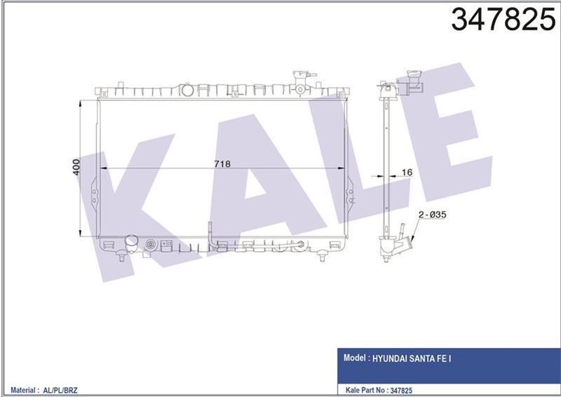 Kale 347825 Radyatör Otomatik Santafe 2001 Sonrası 25310-26000