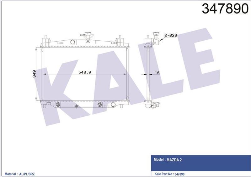 Kale 347890 Radyatör Otomatik Mazda 2 07-15 Zy8415200A