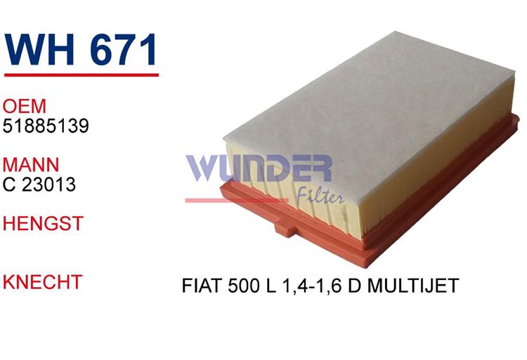 WUNDER WH671 HAVA FİLTRESİ - FİAT 500 L 1,4-1,6 D MULTİJET