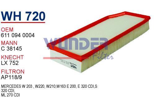 WUNDER WH720 HAVA FİLTRESİ - MERCEDES 210 KASA E200 - E220 CDI -