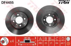 Trw Df4455 Fren Diski Ön Cıvıc Hb 2002-2005 1.7 Ctdı Havalı 260Mm