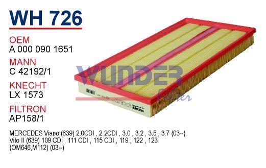 WUNDER WH726 HAVA FİLTRESİ - MERCEDES ViTO II - ViANO 112-646 MOT