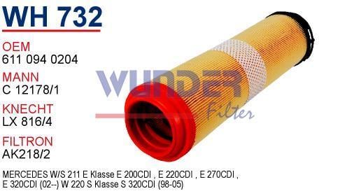 WUNDER WH732 HAVA FİLTRESİ - MERCEDES 211 KASA E200 - E220 - E270