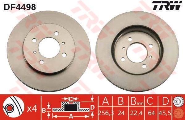 Trw Df4498 Fren Diski Ön Lancer 03-11 / Persona 1993 Sonrası Havalı 256Mm