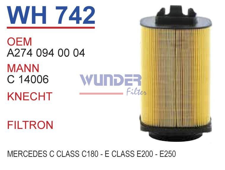WUNDER WH742 HAVA FİLTRESİ - MERCEDES C-CLASS C 180 - E-CLASS E20