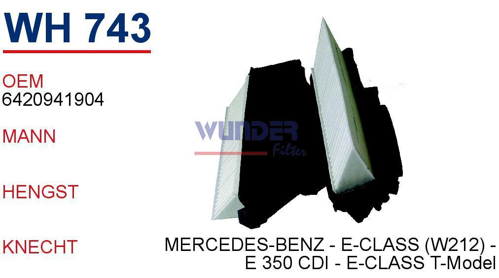 WUNDER WH743 HAVA FİLTRESİ - MERCEDES-BENZ - E-CLASS (W212) - E35