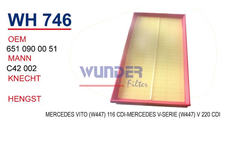 WUNDER WH746 HAVA FİLTRESİ - MERCEDES VİTO (W447) 116 CDI-MERCEDE