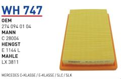 WUNDER WH747 HAVA FİLTRESİ - MERCEDES C-KLASSE/ E-KLASSE/ SLC / S
