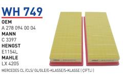 WUNDER WH749 HAVA FİLTRESİ - MERCEDES CL /CLS/ GL/GLE/E-KLASSE/S-