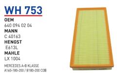 WUNDER WH753 HAVA FİLTRESİ - MERCEDES A-B KLASSE(A160-180-200 / B
