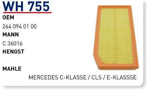 WUNDER WH755 HAVA FİLTRESİ - MERCEDES C-KLASSE/ CLS / E-KLASSSE
