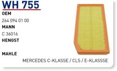 WUNDER WH755 HAVA FİLTRESİ - MERCEDES C-KLASSE/ CLS / E-KLASSSE