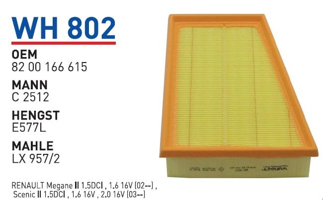 WUNDER WH802 HAVA FİLTRESİ - RENAULT MEGANE II