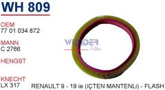 WUNDER WH809 HAVA FİLTRESİ - RENAULT 9 - 19 ie (iÇTEN MANTENLi) -