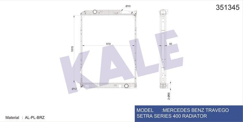 Kale 351345 Radyatör Al/Brz Mercedestravego-Setra Çerçevesiz Bakı