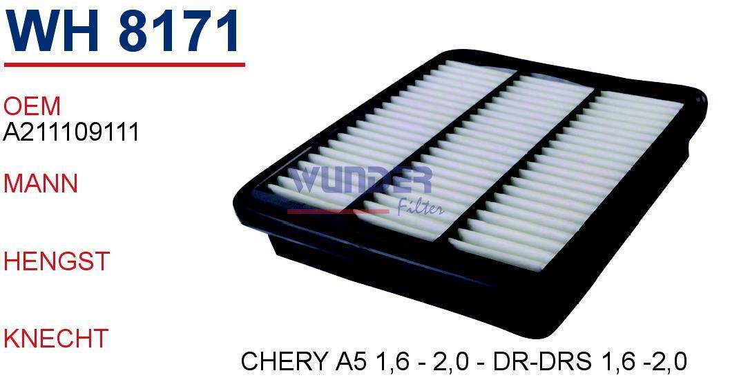 WUNDER WH8171 HAVA  FİLTRESİ - CHERY A5 1,6 - 2,0 - DR-DRS 1,6 -2