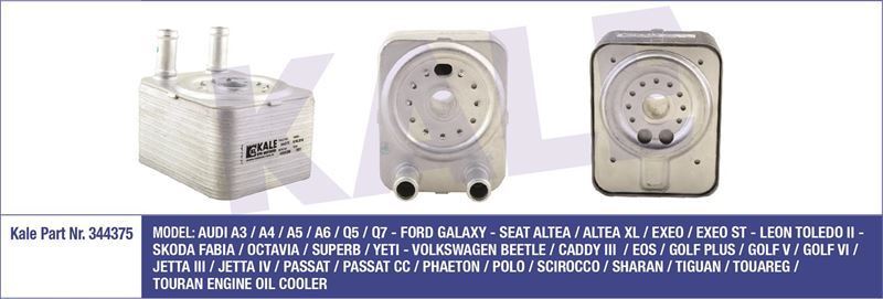 Kale 344375 Yağ Soğutucusu Golf Vı 2008 Sonrası Golf V 2004 Sonrası Eos 2006 Sonrası 2.0 Tdı
