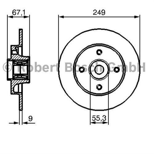 Bosch 0986479S42 Fren Diski Arka 307 2000 Sonrası / C4 2004 Sonrası Düz 249Mm