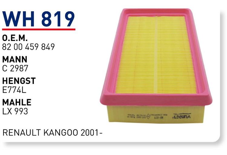 WUNDER WH819 HAVA FİLTRESİ - RENAULT KANGOO 2001-