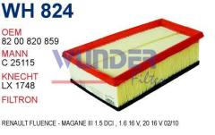 WUNDER WH824 HAVA  FİLTRESİ - Renault Fluence-MEGANE III 1.5 dci,