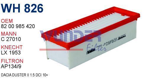 WUNDER WH826 HAVA FİLTRESİ - RENAULT -DACIA DUSTER II 1,5 DCİ 10-