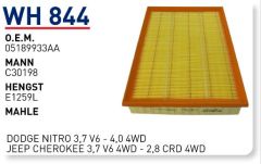 WUNDER WH844 HAVA  FİLTRESİ - JEEP CHEROKEE 3,7 V6 4WD - 2,8 CRD