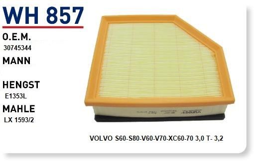 WUNDER WH857 HAVA FİLTRESİ - VOLVO S60-S80-V60-V70-XC60-70 3,0 T-