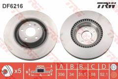 Trw Df6216 Fren Diski Ön A6  2011 Sonrası A7  2010 Sonrası A8  2010 Sonrası Havalı 356Mm