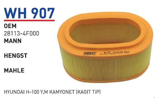 WUNDER WH907 HAVA FİLTRESİ - HYUNDAi H-100 Y.M KAMYONET (KAĞIT Tİ