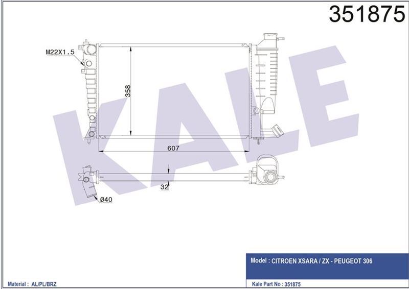 Kale 351875 Radyatör Cıtroen Xsara / Zx - Peugeot 306 1.8-2.0 97=