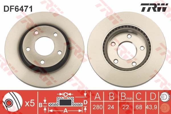 Trw Df6471 Fren Diski Ön Juke  2010 Sonrası Pulsar  2014 Sonrası Havalı 280Mm