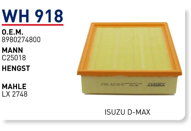 WUNDER WH918 HAVA FİLTRESİ - ISUZU D-MAX