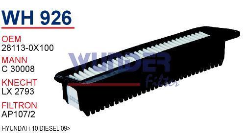 WUNDER WH926 HAVA FİLTRESİ - HYUNDAİ İ-10 DİZEL 09-