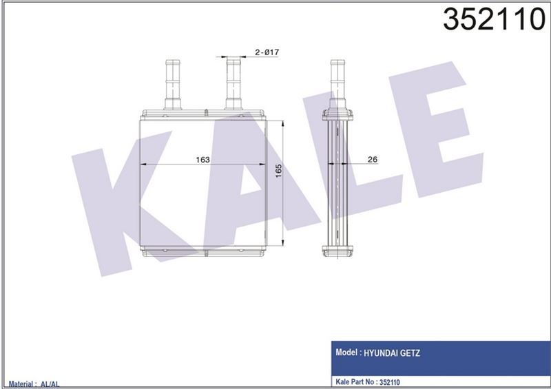 Kale 352110 Kalorifer Hyundaı Getz 1.1-1.3-1.4 02=- 1.5 Crdı 02=-
