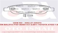 VALEO 598718 FREN BALATASI ÖN 107 05- 108 14- / C1 05- C1 II 14-