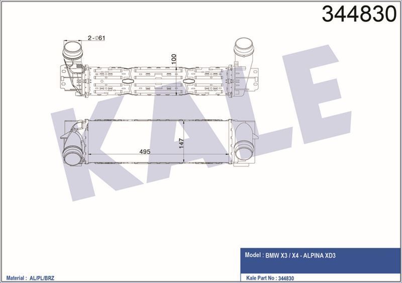 Kale 344830 Turbo Radyatörü Bmw X3 Bmw X4