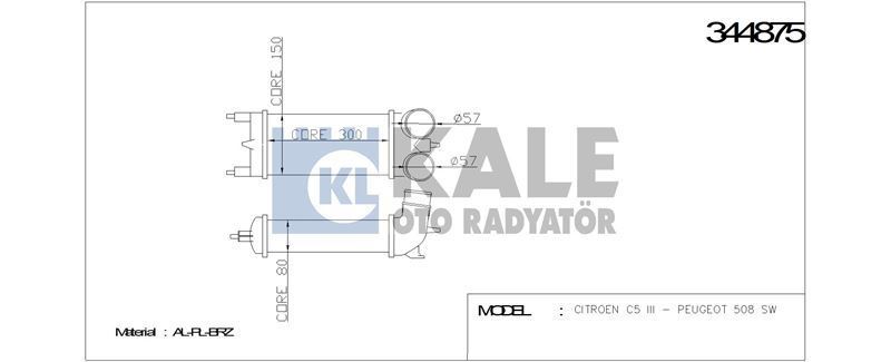 Kale 344875 Turbo Radyatörü 508  2010 Sonrası 1.6 Thp / C5 2008 Sonrası 1.6 Thp 300X