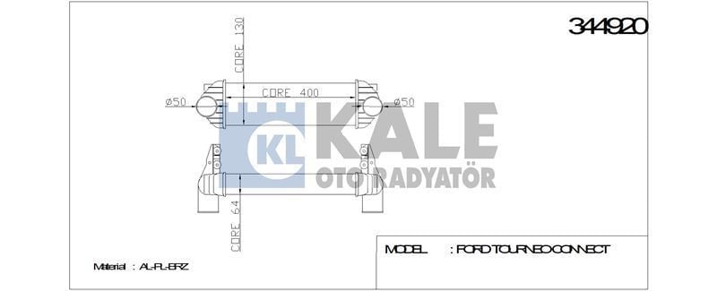 Kale 344920 Turbo Radyatörü Tourneo Connect 2002 Sonrası 1.8Dı 1.8 Tdcı Al
