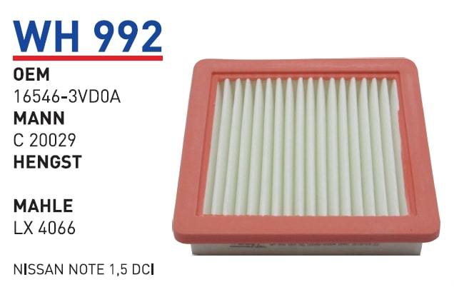 WUNDER WH992 HAVA FİLTRESİ - NİSSAN NOTE 1,5 DCİ
