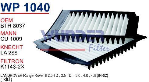 WUNDER WP1040 POLEN FİLTRESİ - LAND ROVER - ROVER II (ÇİFTLİ)