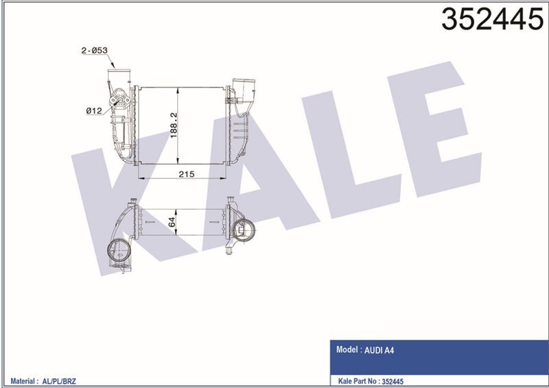 Kale 352445 Turbo Radyatörü Intercooler Audı A4 1.8T 00=-