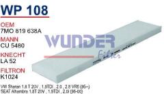 WUNDER WP108 POLEN FİLTRESİ - VOLKSWAGEN SHARAN 1.8T-1.9TDI-2.0