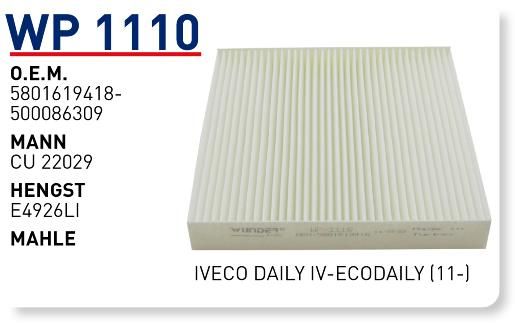 WUNDER WP1110 POLEN FİLTRESİ - IVECO DAILY IV -ECODAILY (11-)