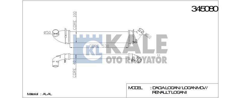 Kale 345080 Turbo Radyatörü Logan I 2004 Sonrası 1.5 Dcı Sandero I 2008 Sonrası 1.5
