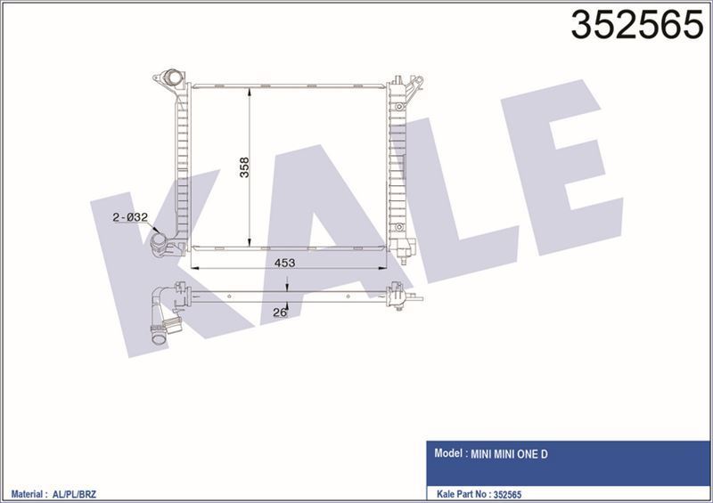 Kale 352565 Radyatör Mını One 1.4D 01-