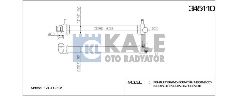 Kale 345110 Turbo Radyatörü Megane Iıı 2008 Sonrası 1.2 Tce 1.5 Dcı Scenıc