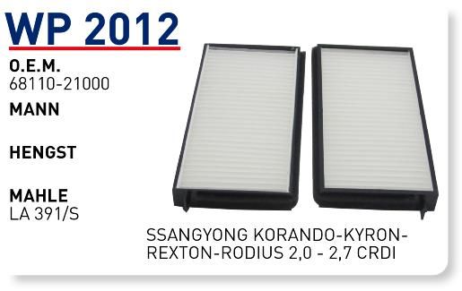 WUNDER WP2012 POLEN FİLTRESİ - SSANGYONG KORANDO-KYRON-REXTON-ROD