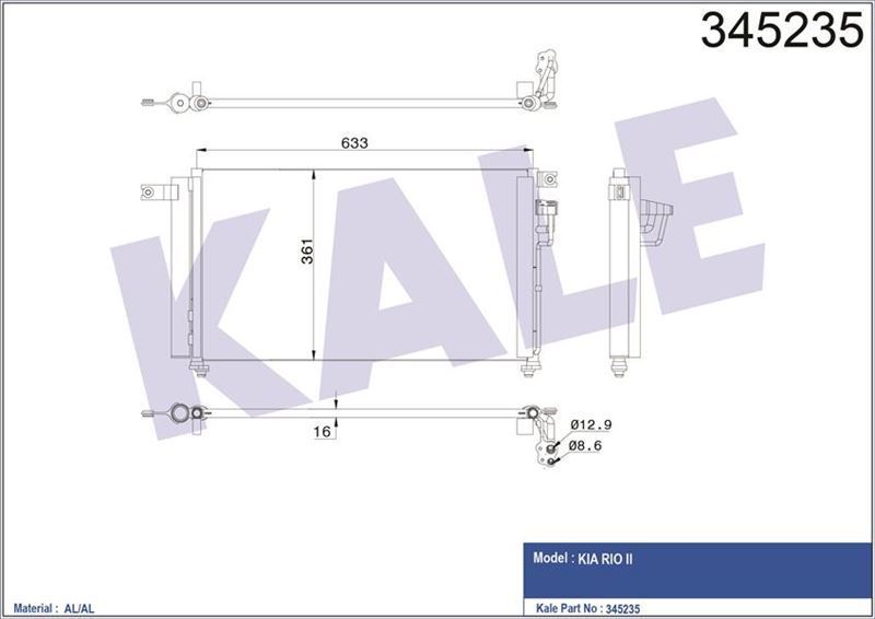 Kale 345235 Klima Radyatörü Rıo 1.4 1.6 2005 Sonrası 625X360X16 Oto.-Mek.